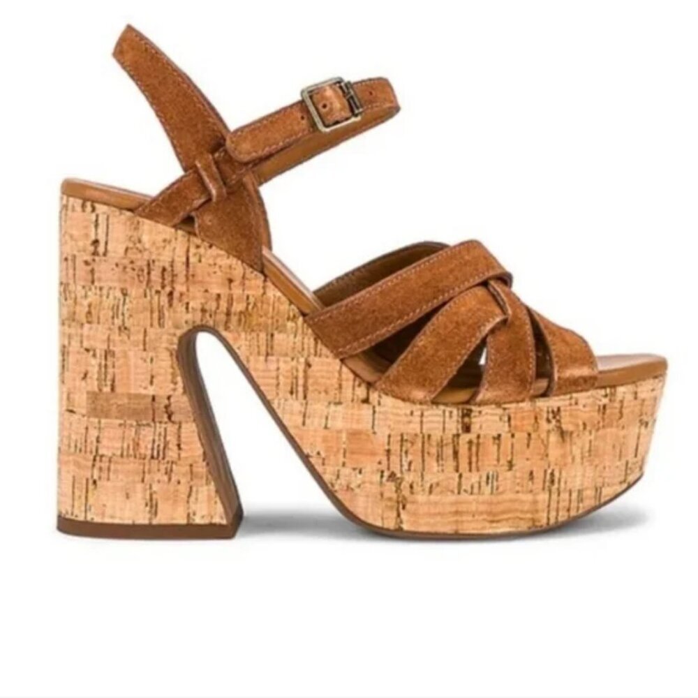 FREE PEOPLE Plateforme Lisbon Maryjane Daim Suede Brandy Retro‎ 60-70’s Boho 39